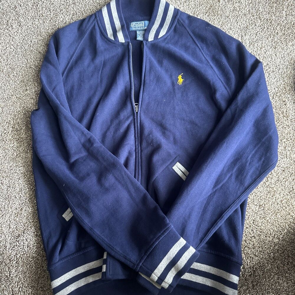 Vintage Polo Ralph Lauren Sweatshirt Medium Blue Zip Up With Tag